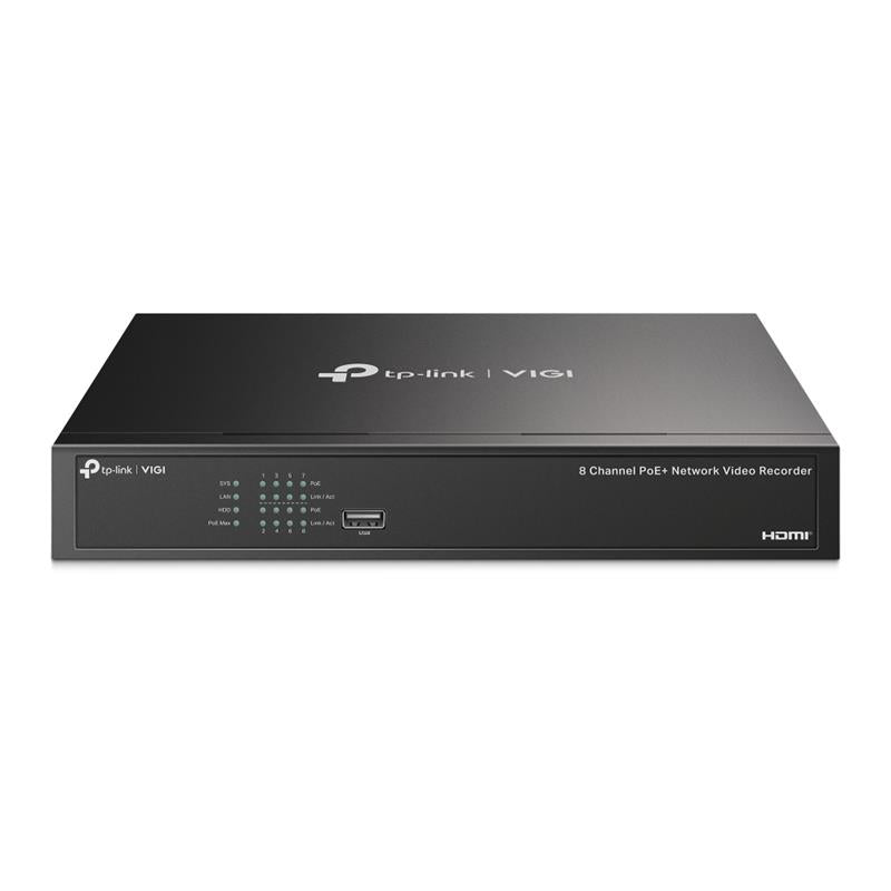 Tplink-Vigi TP-LINK VIGI NVR1008H-8MP V1.2 8 KANAL POE 1 SATA H265+ ONVIF NVR KAYIT CİHAZI