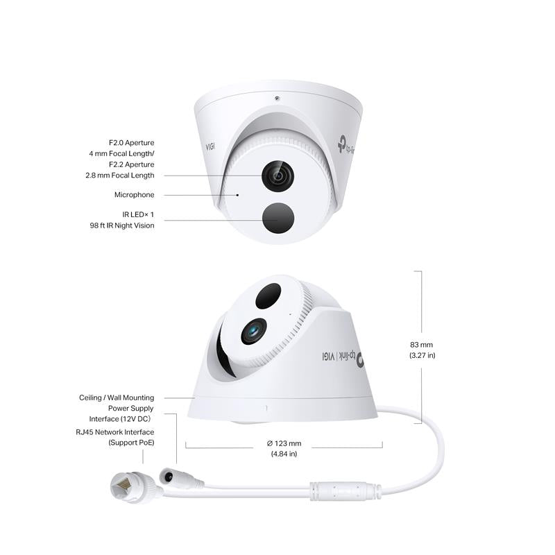 Tplink-Vigi TP-LINK VIGI C440I V1 4MP 2.8MM LENS 30 METRE IR LED İNSAN/ARAÇ ALGILAMA DOME KAMERA