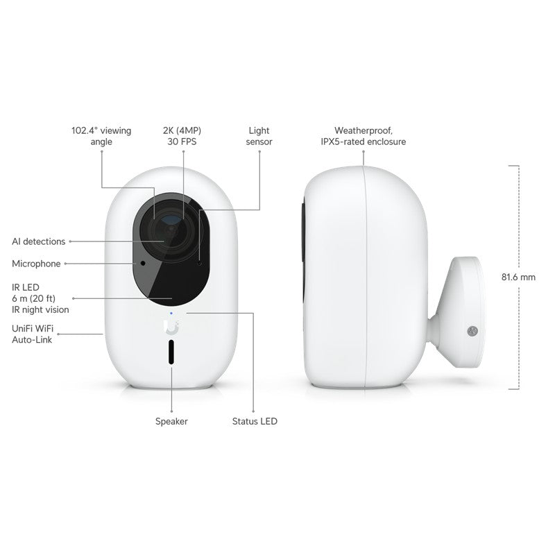 UBNT UBIQUITI UVC-G4-INS 4MP 2.8MM LENS 6 METRE IR ÇİFT YÖNLÜ KONUŞMA İNSAN/ARAÇ/HAYVAN ALGILAMA WIF