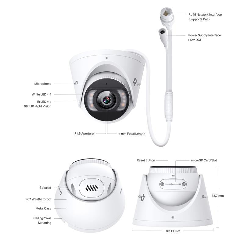 Tplink-Vigi TP-LINK VIGI INSIGHT S485 8MP 2.8MM LENS 30 METRE 7/24 FULL COLOR İNSAN/ARAÇ ALGILAMA DA