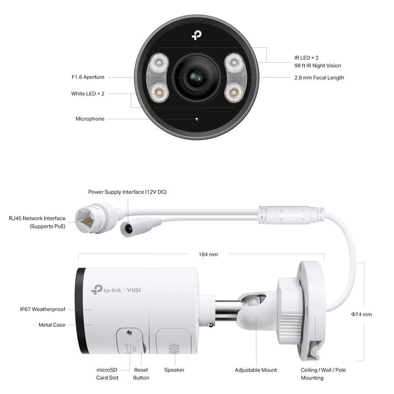 Tplink-Vigi TP-LINK VIGI INSIGHT S345 4MP 2.8MM LENS 30 METRE 7/24 FULL COLOR İNSAN/ARAÇ ALGILAMA Çİ
