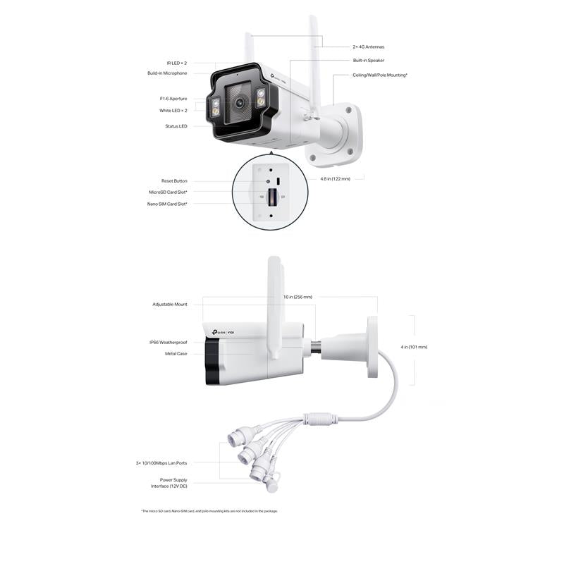 Tplink-Vigi TP-LINK VIGI INSIGHT S345-4G 4MP 4MM LENS 50 METRE IR 30 METRE FULL COLOR İNSAN/ARAÇ ALG