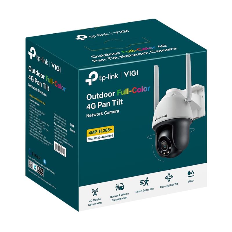 Tplink-Vigi TP-LINK VIGI C540-4G 4MP 4MM LENS 30MT FULL COLOR İNSAN/ARAÇ ALGILAMA ÇİFT YÖNLÜ KONUŞMA