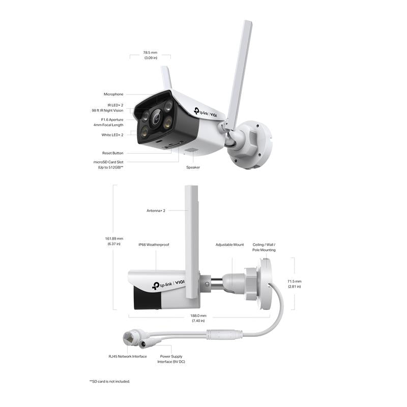 Tplink-Vigi TP-LINK VIGI C340-W V2.20 4MP 4MM LENS 30 METRE 7/24 FULL COLOR İNSAN/ARAÇ ALGILAMA