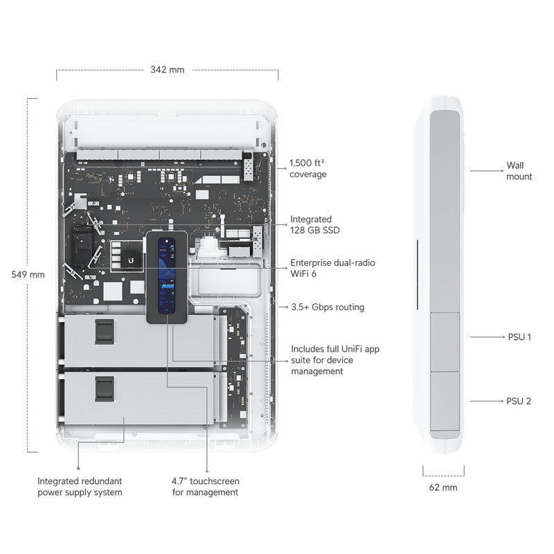 UBNT UBIQUITI UDW 16 PORT GIGABIT(12 PORT POE)+1X10GB SFP+ 300 KULLANICI DESTEKLİ 3.5GBPS WIFI6 DUVA
