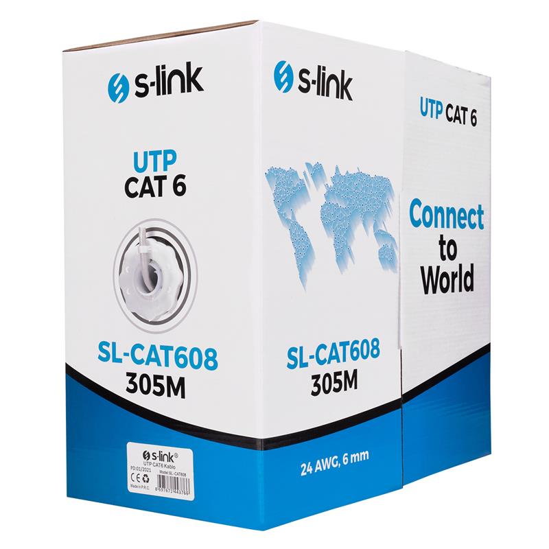 Slink S-LINK SL-CAT608 305MT 6MM 24AWG CAT6 KABLO GRİ