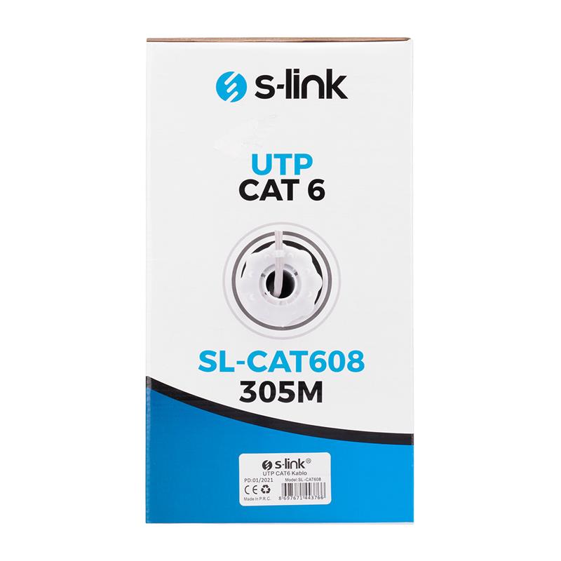 Slink S-LINK SL-CAT608 305MT 6MM 24AWG CAT6 KABLO GRİ