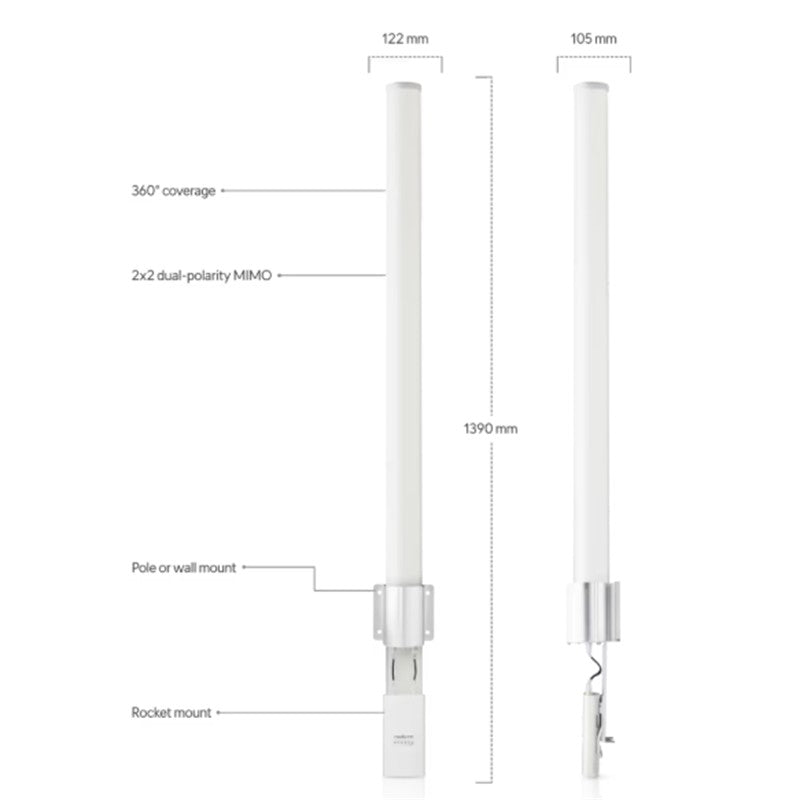 UBNT UBIQUITI AIRMAX AMO-5G13 5GHZ 360 DERECE 2X2 MIMO 13 DBI HARİCİ SEKTÖR ANTEN
