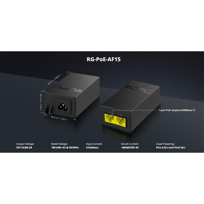 RUIJIE REYEE RG-POE-AF15 52V 15W GIGABIT POE ADAPTÖR