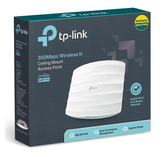 TP-LINK OMADA EAP115 1 PORT 10/100 2.4GHZ 300MBPS WIFI5 2X4DBI ANTEN TAVAN TİPİ ACCESS POINT (POE AD