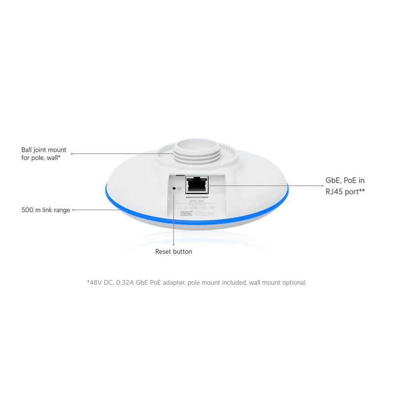 UBNT UBIQUITI UBB 2.4/5/60GHZ WIFI5 2X2 MIMO 500 METRE PTP DIŞ ORTAM ACCESS POINT(ADAPTÖRLÜ)
