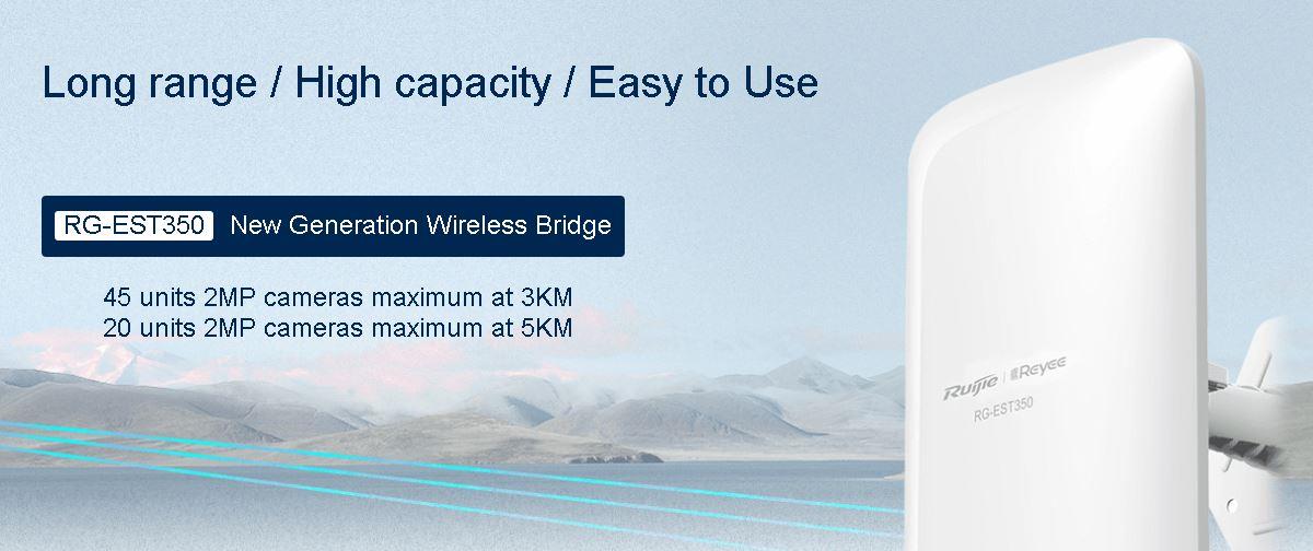 RUIJIE REYEE RG-EST350 V2 867MBPS 5KM PTP 30 DERECE DIŞ ORTAM 2 LI SET ACCESS POINT(ADAPTÖRLÜ)