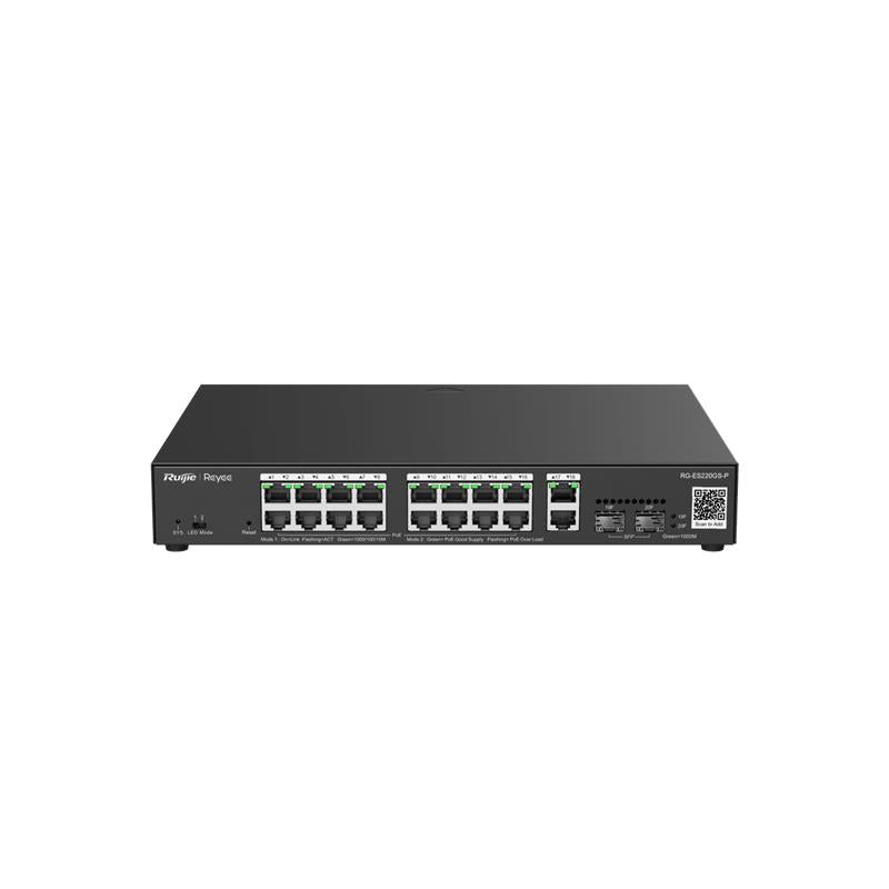 RUIJIE REYEE RG-ES220GS-P 16 PORT GIGABIT+2XGB RJ45/SFP UPLINK CLOUD L2 YÖNETİLEBİLİR 250W POE RACKM