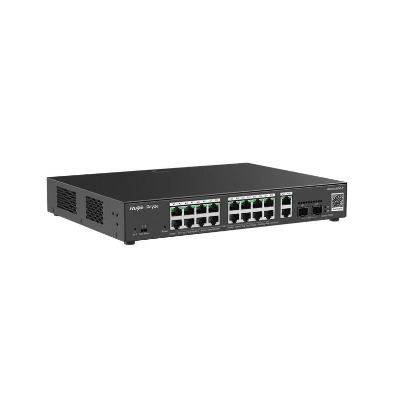 RUIJIE REYEE RG-ES220GS-P 16 PORT GIGABIT+2XGB RJ45/SFP UPLINK CLOUD L2 YÖNETİLEBİLİR 250W POE RACKM
