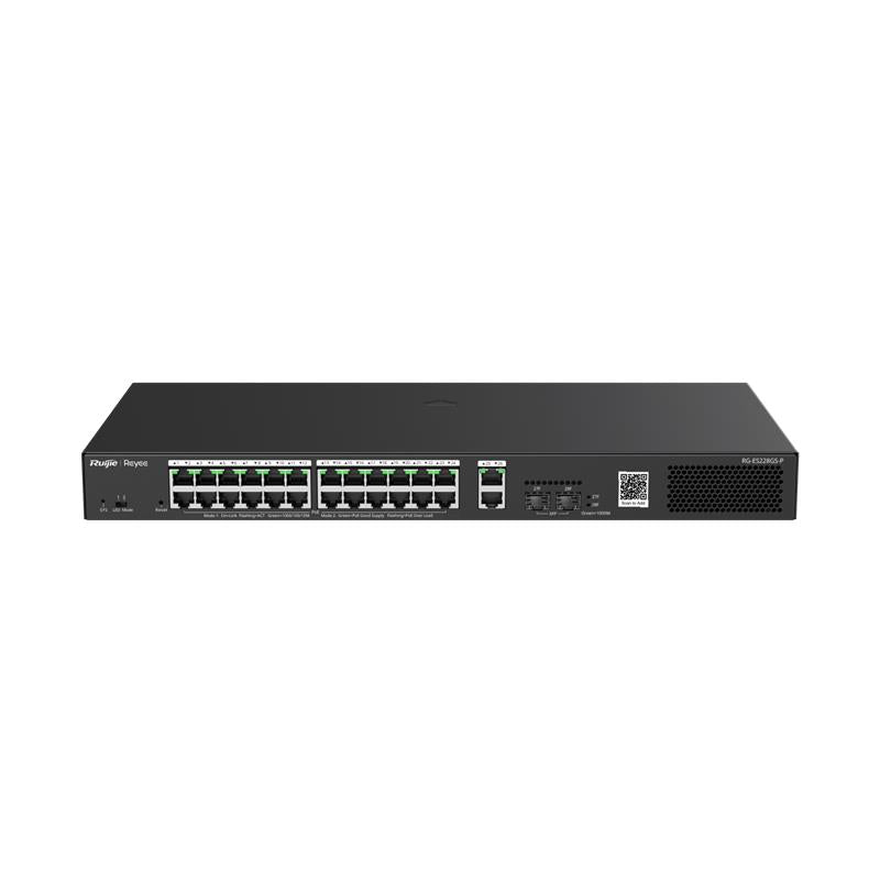 RUIJIE REYEE RG-ES228GS-P 24 PORT GIGABIT+2XGB RJ45/SFP UPLINK CLOUD YÖNETİLEBİLİR 370W POE RACKMOUN