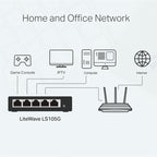 TP-LINK LS105G 5 PORT GIGABIT METAL KASA SWITCH