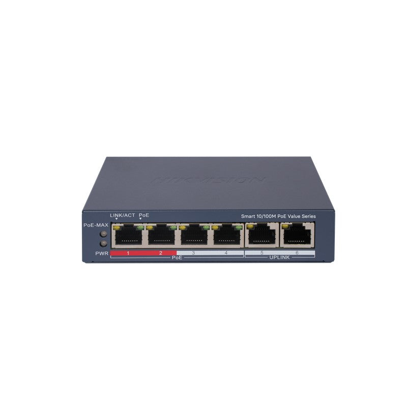 HIKVISION DS-3E1106P-EI/M 4 PORT 10/100 + 2 PORT 10/100 UPLINK 45W 300 METRE POE CLOUD YÖNETİLEBİLİR