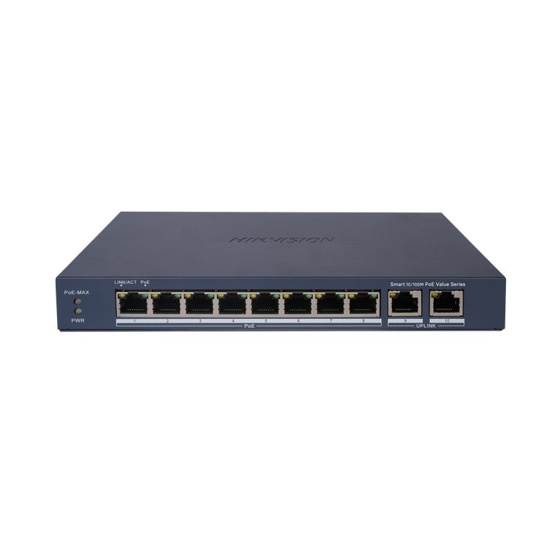 HIKVISION DS-3E1310P-EI/M 8 PORT 10/100 + 2 PORT GIGABIT RJ45 UPLINK 60W 300 METRE POE SMART YÖNETİL