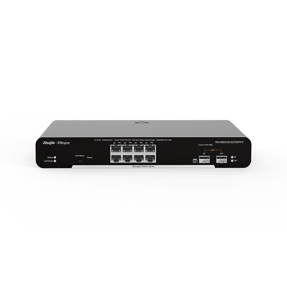 RUIJIE REYEE RG-NBS3100-8GT2SFP-P-V2 8 PORT GIGABIT + 2XGB SFP UPLINK L2 YÖNETİLEBİLİR RACKMOUNT 125