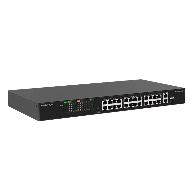 RUIJIE REYEE RG-ES126FGS-LP 24 PORT 10/100 + 2X RJ45 /1X1GB SFP UPLINK COMBO 180W POE RACKMOUNT SWIT