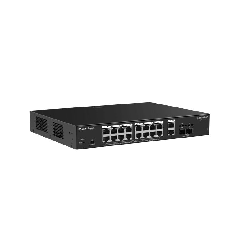 RUIJIE REYEE RG-ES220GS-LP 16 PORT GIGABIT+2XGB RJ45/SFP UPLINK CLOUD YÖNETİLEBİLİR 130W POE RACKMOU