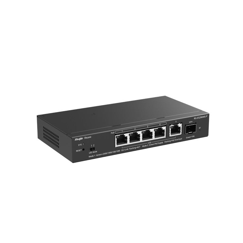 RUIJIE REYEE RG-ES206MG-P 4 PORT 2.5GB 70W POE /1 PORT 2.5G RJ45 + 1 PORT 10G SFP+ UPLINK L2 CLOUD Y