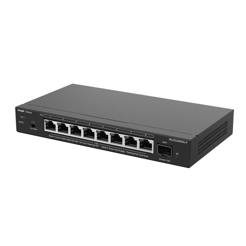 RUIJIE REYEE RG-ES209MG-P 8 PORT 2.5GB 130W POE/1 PORT 2.5G RJ45 + 1 PORT 10G SFP+ UPLINK L2 CLOUD Y