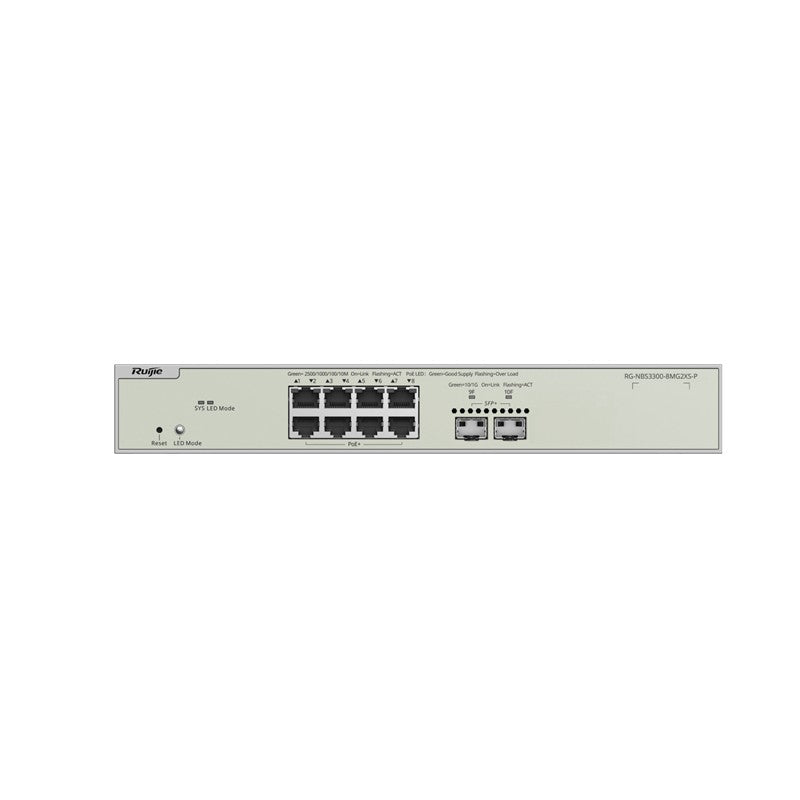 RUIJIE REYEE RG-NBS3300-8MG2XS-P 8 PORT 2.5GB 240W POE+2 PORT 10GB SFP+ L2+ CLOUD YÖNETİLEBİLİR RACK