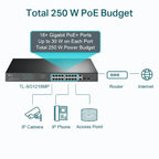 TP-LINK TL-SG1218MP 16 PORT GIGABIT+ 2X1GB RJ45/2XSFP COMBO 250 METRE POE MESAFE 250W RACKMOUNT SWIT