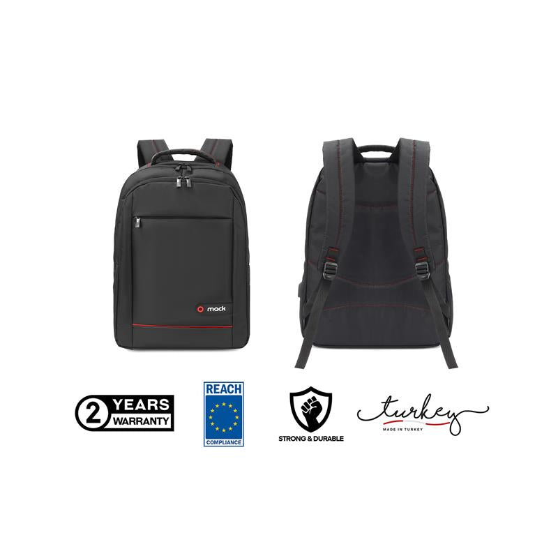 MACK MCC-006 15.6" OFFICE USB GİRİŞLİ NOTEBOOK SIRT ÇANTASI SİYAH