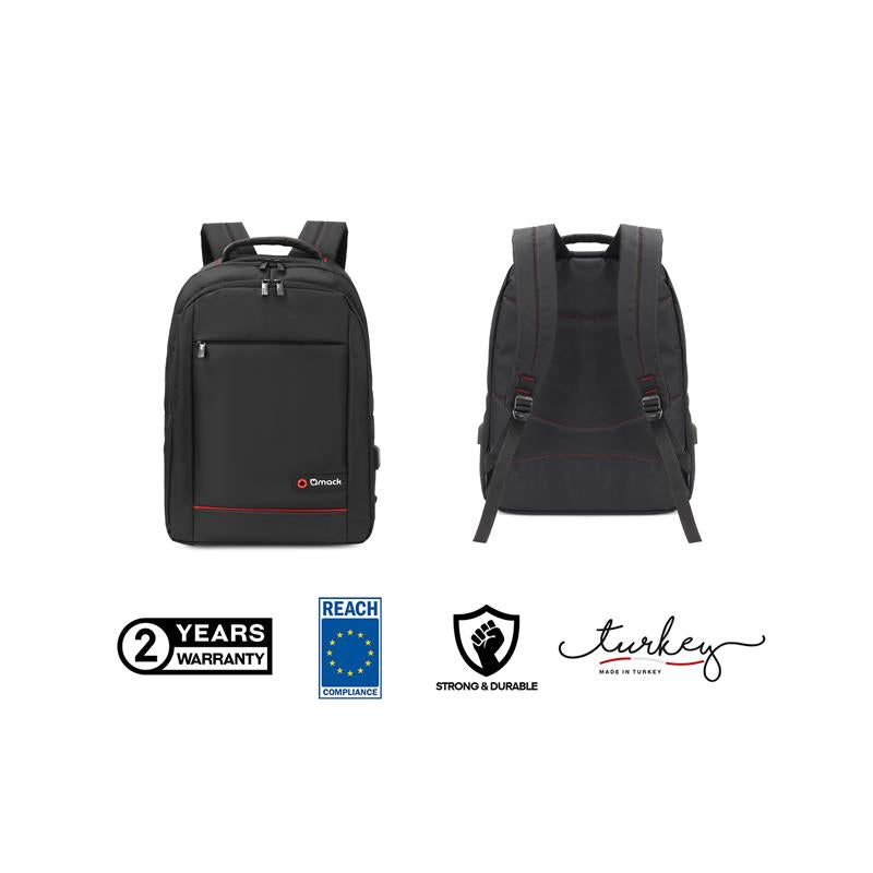 MACK MCC-007 17.3" OFFICE USB GİRİŞLİ NOTEBOOK SIRT ÇANTASI SİYAH