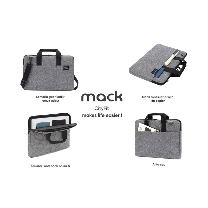 MACK MCC-702 14.1" CITY FIT ECO NOTEBOOK ÇANTASI GRİ
